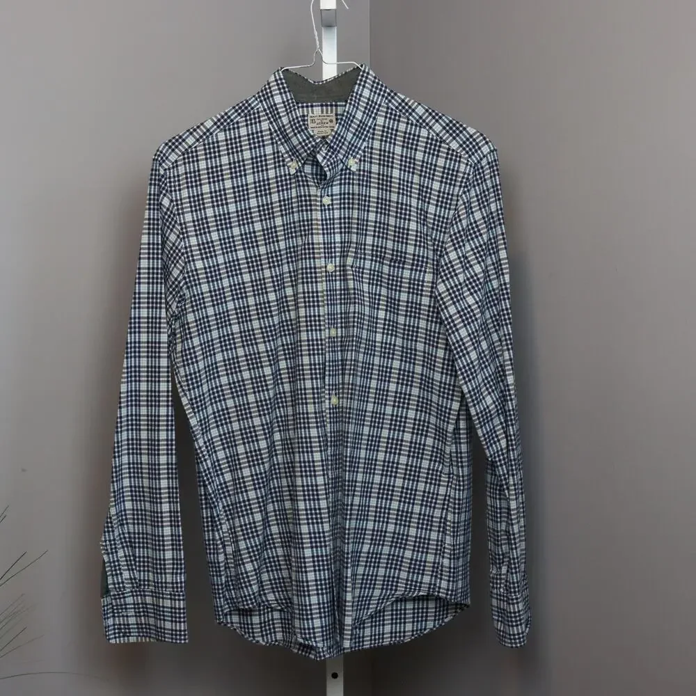 J.Crew Tailored Fit Blue Plaid‎ Button Down Shirt Men’s Medium Cotton